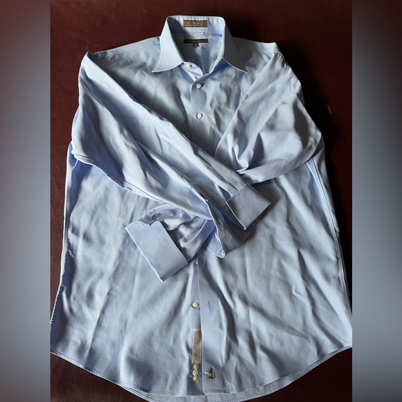 Nordstrom SmartCare Wrinkle Free Long Sleeve Blue Colored Dress Shirt  16 1/2 34 - Picture 2 of 8